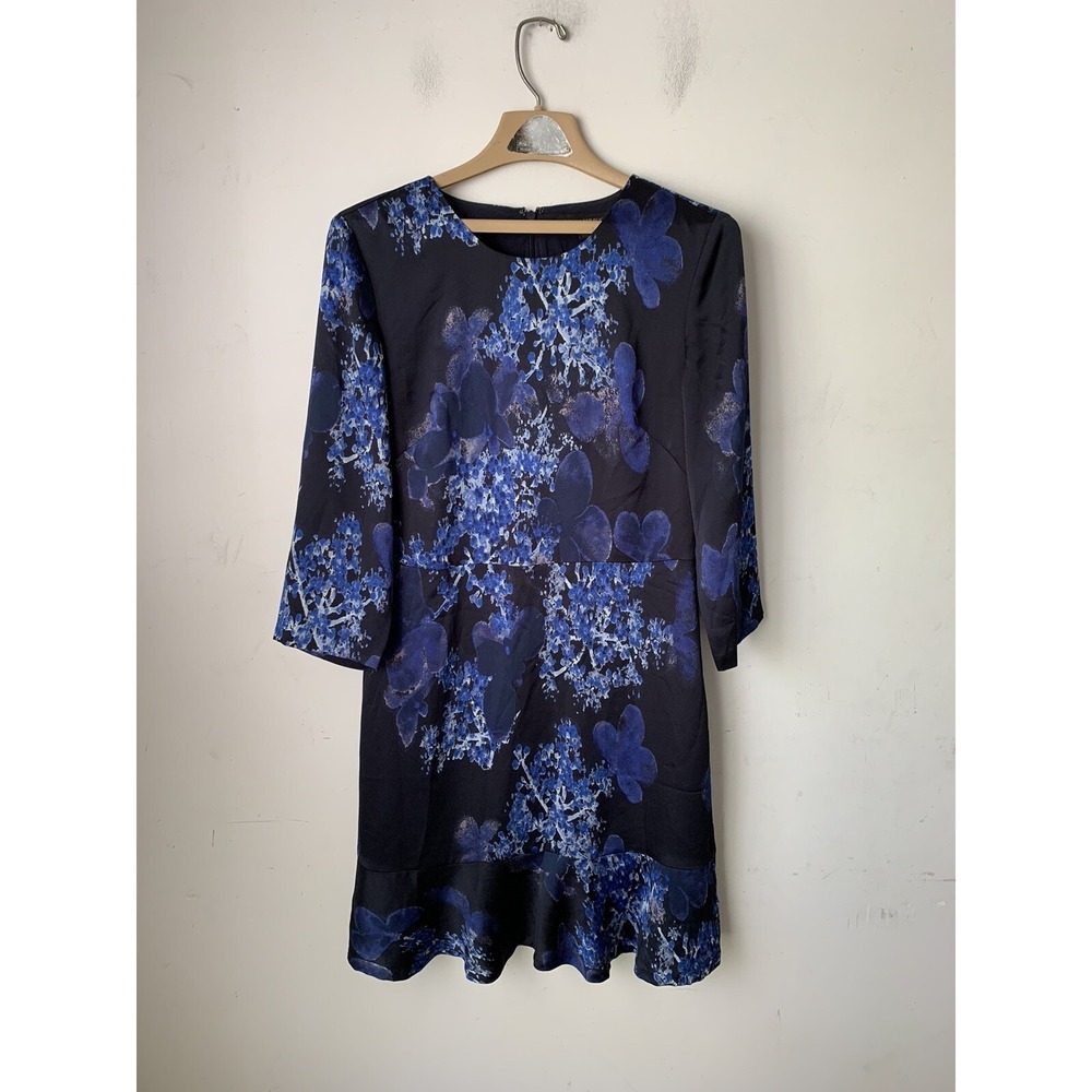 Banana Republic Womens Dress 8 Blue Dark Floral‎ Fairy Coastal Career Wedding